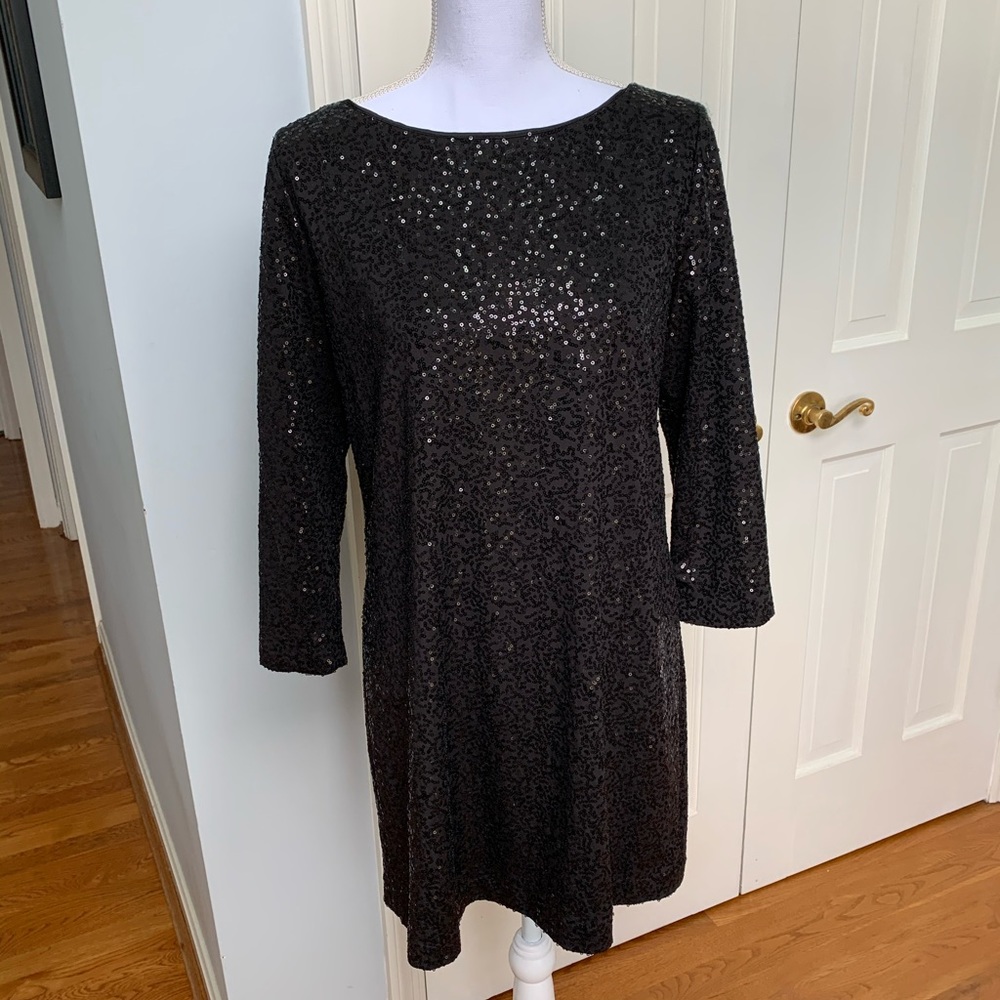 T Tahari black sequin dress